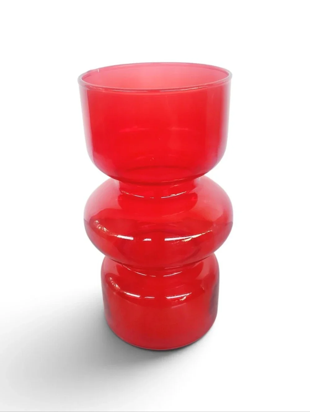 Vintage Red Glass Bud Vase Retro Mid Century Modern Decorative Vase
